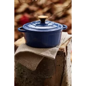Image of Barbary and Oak by Tower Foundry Blue Round Cast Iron Casserole Pot
