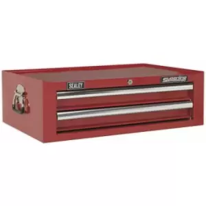 Image of 670 x 440 x 210mm red 2 Drawer mid-box Tool Chest Lockable Storage Unit Cabinet