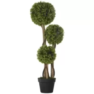 Image of HOMCOM Decorative Artificial Plants Boxwood Ball Topiary Trees in Pot Fake Plants for Home Indoor Outdoor Decor, 90 cm