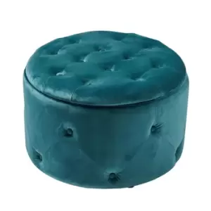 Image of Cleo Round Storage Pouffe Teal