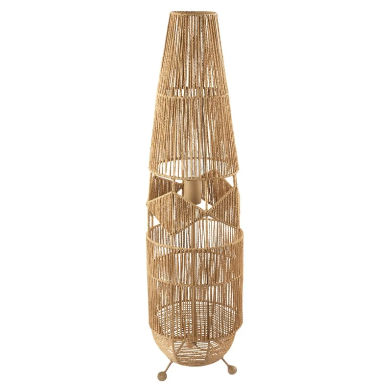 Image of Happy Homewares Moroccan Designed Floor Lamp in Vintage Twisted Paper & Metal Frame in Brown Brown Unisex