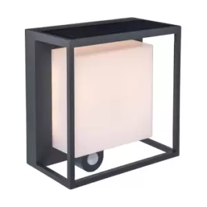 Image of Lutec Curtis Solar LED Outdoor Wall Light with PIR Sensor - Dark Grey