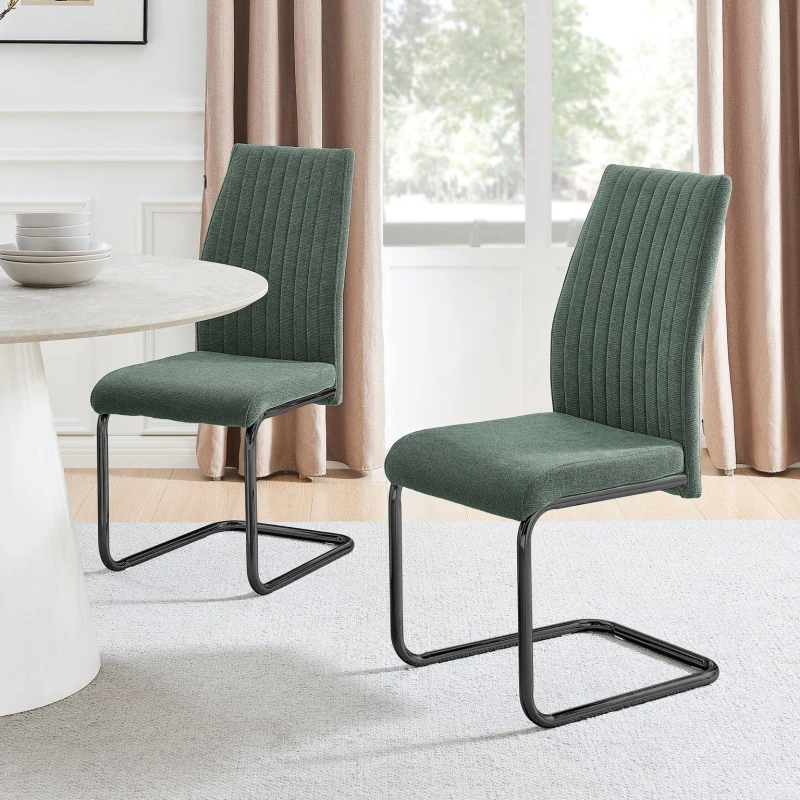 Image of FurnitureboxUK FurnitureboxUK Lorenzo 2x Fabric Black Leg Dining Chair in Green Green One Size Unisex 5056657188641