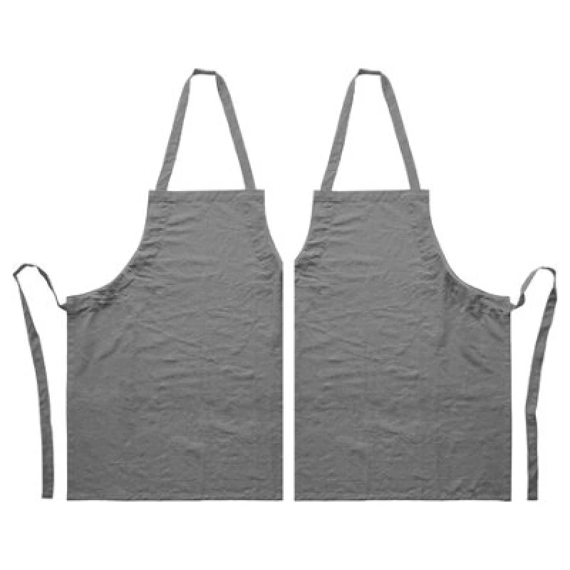 Image of Nicola Spring Cotton Kitchen Bib Aprons - One Size - Grey - Pack Of 2