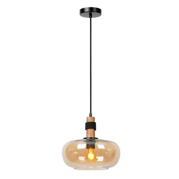 Image of Lucide Lucide Ilona Large Glass Ceiling Pendant Light - Amber