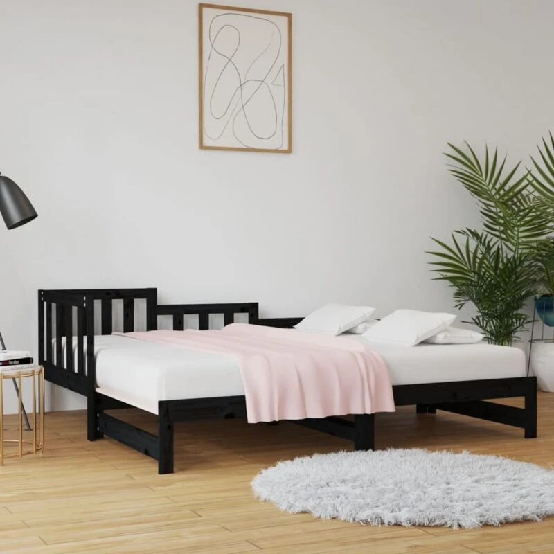 Image of VIDAXL Pull-out Day Bed without Mattress Black 2x(90x190) cm Vidaxl 8720287136385