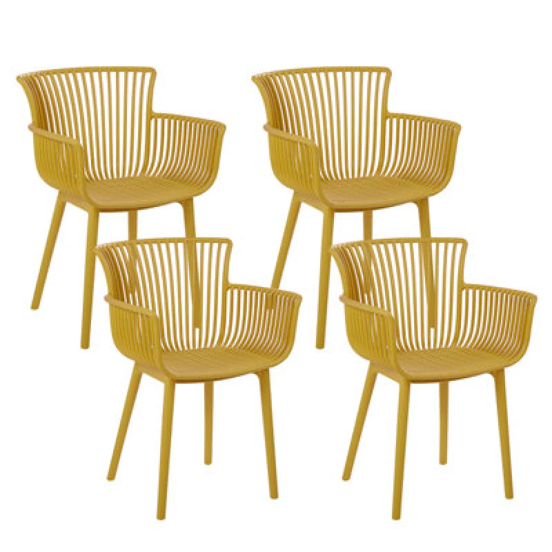 Image of Beliani Set Of 4 Garden Chairs Pesaro Yellow