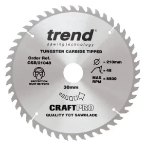 Image of Trend CRAFTPRO Wood Cutting Saw Blade 210mm 48T 30mm