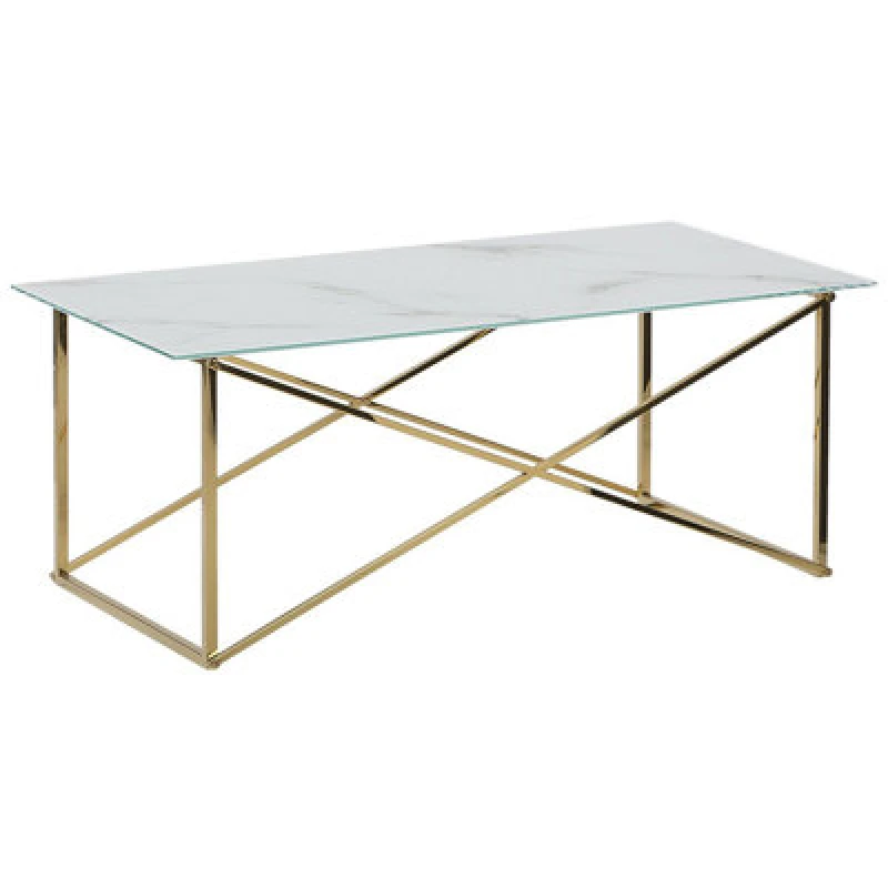 Image of Beliani Coffee Table Emporia Tempered Glass Marble/ Gold