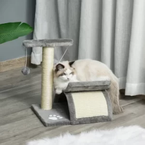 Image of Pawhut Cat Tree Scratching Post Kitten Scratcher Kitty Activity Play Center Sisal Rotatable Top Bar Tunnel Dangling Ball Light Grey