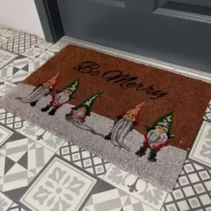 Image of Premier Decorations Ltd - 40 x 60cm Be Merry Christmas Gonk Gnomes Door Mat - Be Merry