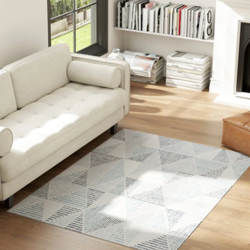 Image of HOMCOM HOMCOM Geometric Pattern Area Rug, Non-Slip Washable Rug Size: 170cm x 120cm Multi 170cm x 120cm Unisex 5063603348974