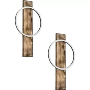 Image of 2 PACK Wall Light Colour Black Brown Rustic Shade White Plastic Bulb LED 1x12W