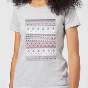 Image of Star Wars On The Nice List Pattern Womens Christmas T-Shirt - Grey - M