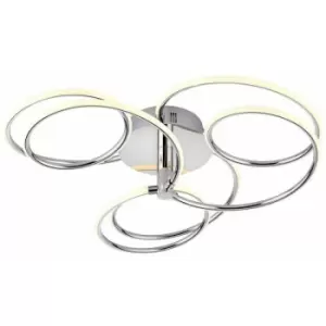Image of Loops - LED Semi Flush Ceiling Light 48W Warm White Chrome Infinity Hoop Strip Feature