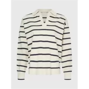 Image of Tommy Hilfiger Soft Stripe Polo Sweater - Cream