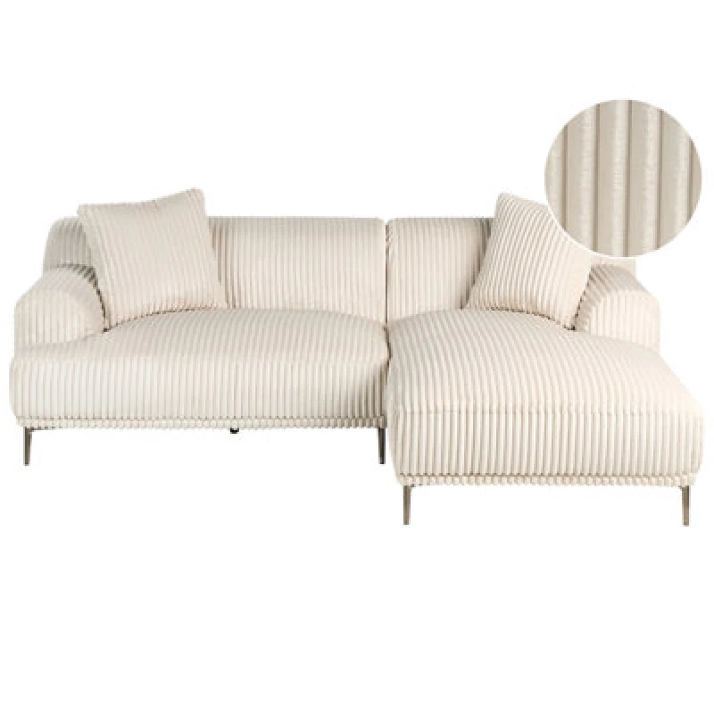 Image of Beliani Corner Sofa Stenum Corduroy Off-White Left Hand