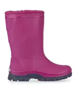 Image of Start-rite Mudbuster Girls Pink Fleece Lined Warm Waterproof Wellies - Pink, Size 4 Older
