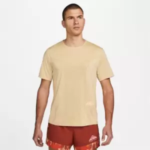 Image of Nike Dri-FIT Rise 365 Mens Short-Sleeve Trail Running Top - Beige