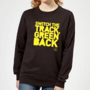 Image of Danger Mouse Switch The Track Green Back Womens Sweatshirt - Black - S