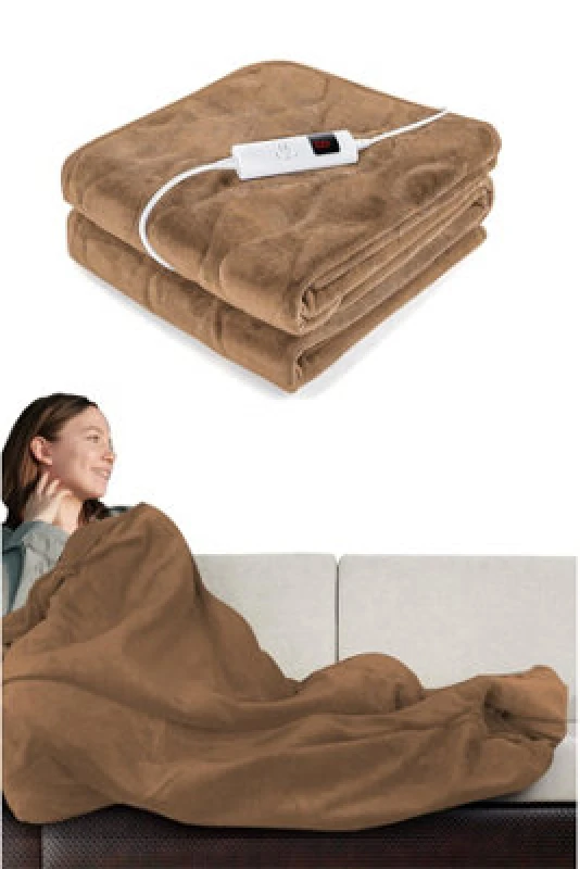 Image of Ezysleep Cosy Heated Over Throw Fleece Blanket With Adjustable Control Natural