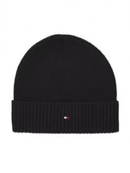 Image of Tommy Hilfiger Pima Cotton Knitted Beanie Hat - Black