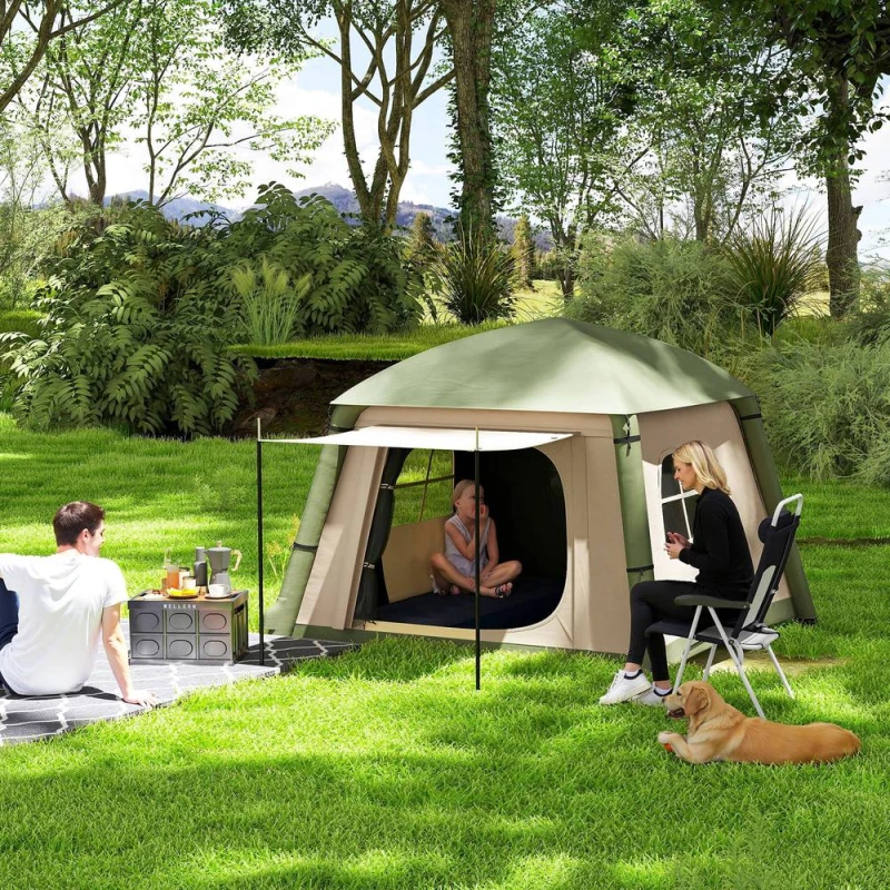 Image of OUTSUNNY Inflatable Camping Tent, Easy Setup 2 Man Tent in Brown Brown Unisex