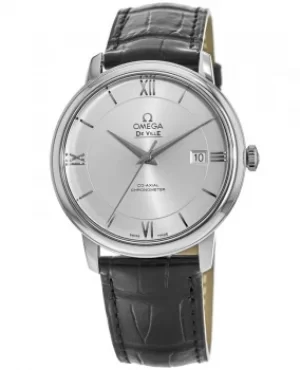 Image of Omega De Ville Prestige Co-Axial 39.5mm Automatic Silver Dial Leather Strap Mens Watch 424.13.40.20.02.001 424.13.40.20.02.001