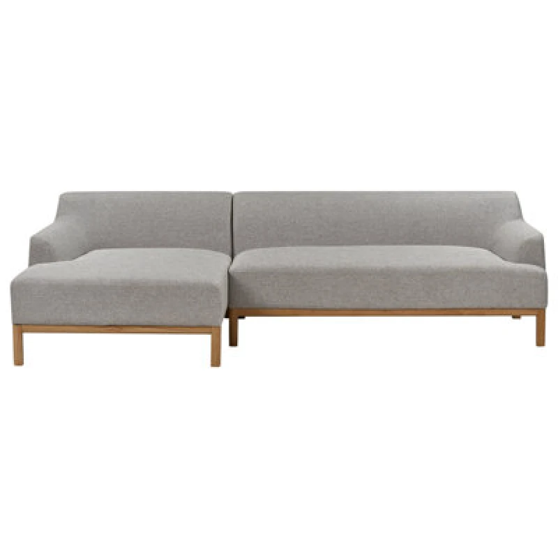Image of Beliani Corner Sofa 3 Seater Sosjo Fabric Light Grey Right Hand