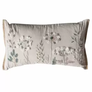 Image of Crossland Grove Amaryllis Embroidered Cushion Natural 600x350mm