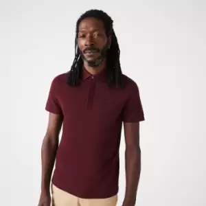 Image of Mens Lacoste Paris Polo Shirt Regular Fit Stretch Cotton Pique Size 3 - S Bordeaux
