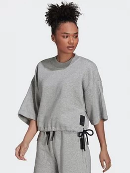 Image of adidas Sportswear Studio Lounge Fleece Sweatshirt, Grey Size M Women