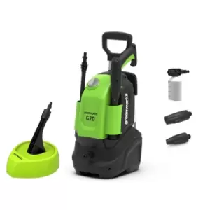 Image of Greenworks G20 110 Bar Pressure Washer (Inc Patio Cleaner & Foam Sprayer)