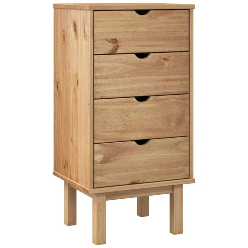 Image of Vidaxl Drawer Cabinet Otta 46X39.5X90Cm Solid Wood Pine, Brown 348579