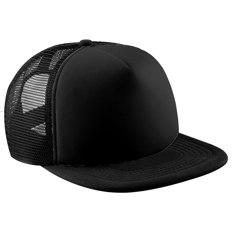 Image of Beechfield Beechfield Men Vintage Plain Snap-Back Trucker Cap in True Black True Black One Size Male 5054171086184