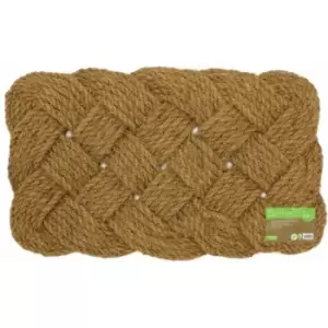 Image of Natural Hand Made Knotted Rope Coir Door Mat, 45 x 75cm - JVL