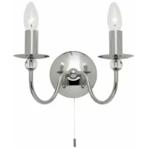 Image of Loops - LED Twin Wall Light Chrome & Glass Chandelier Metal Arm Dimmable Lamp Lighting