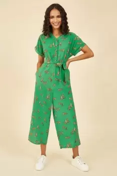 Image of Green Cheetah Print Jumpsuit