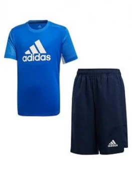 Image of Adidas Junior Boys Tee And Short Set - Blue