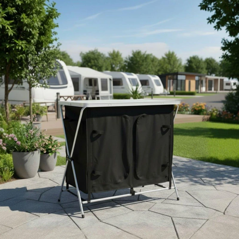 Image of Streetwize Portable Camping Table & Storage Unit Foldable Silver/Black unisex One Size