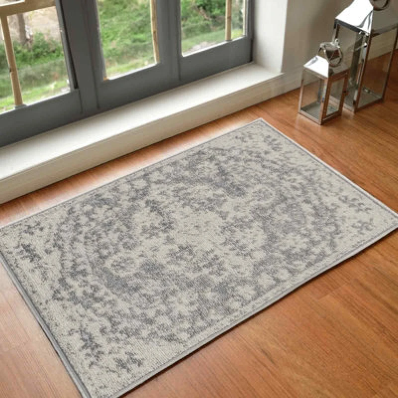 Image of Livabliss Vintage Oriental Boho Charcoal Lou Area Rug 60 X 90 Cm - Easy Care, Non Shedding, Ideal For Living Room & Bedroom