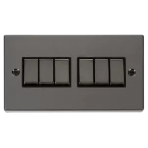Image of Click Scolmore Deco 10A 6 Gang 2 Way Rocker Switch - VPBN416BK