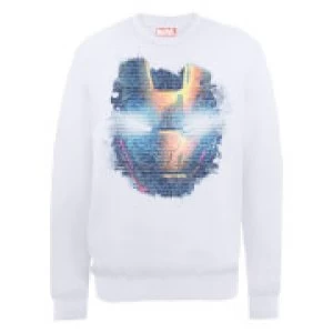 Image of Marvel Avengers Assemble Iron Man Distressed Head Sweatshirt - White - L