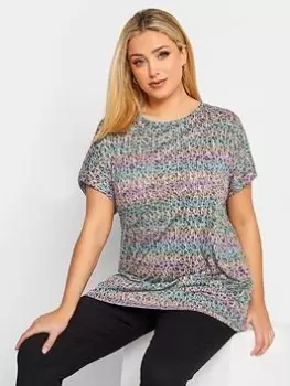 Image of Yours Burnout Stripe Top, Pink, Size 18, Women