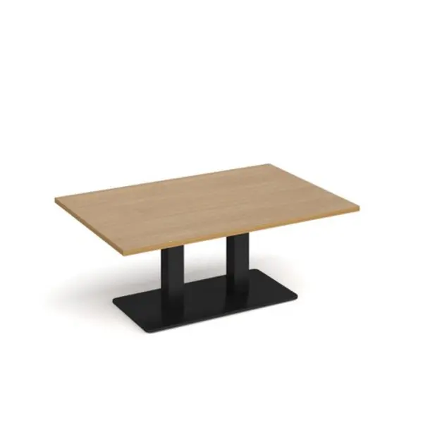 Image of Eros Eros rectangular coffee table with flat Black rectangular base and twin uprights 1200mm x 800mm - oak ECR1200-K-O