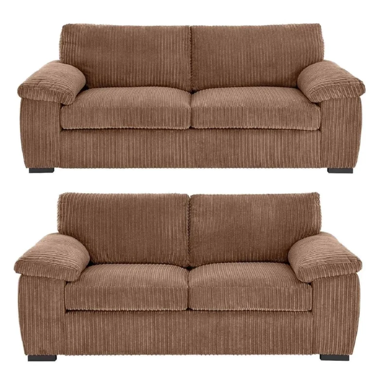 Image of LUXURY LIFE Collingdale Jumbo Cord Fabric Sofa Set Light Brown