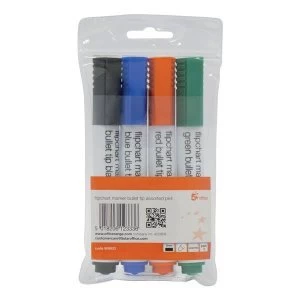 Image of 5 Star Office Flipchart Marker Bullet Tip Water based 2mm Line Assorted Wallet 4