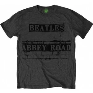 Image of The Beatles Mens Abbey Road Sign Dark Grey TShirt Ret