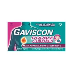 Image of Gaviscon Heartburn & Indigestion Double Action Mixed Berries Tablets 12