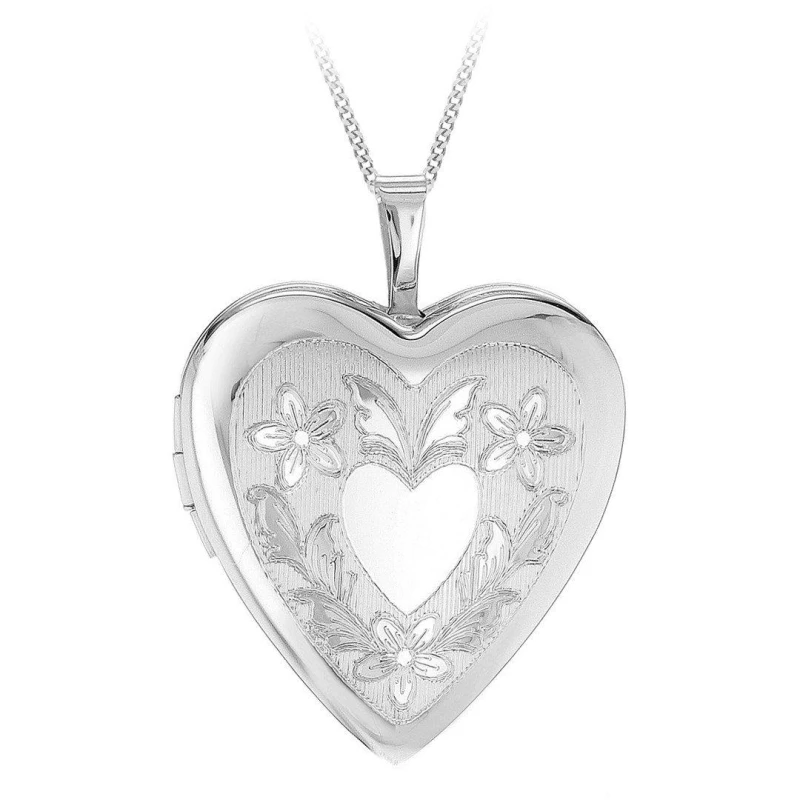 Image of Be You Sterling Silver Floral Engraved Locket Silver female 18inch
